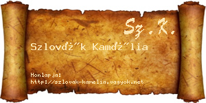 Szlovák Kamélia névjegykártya